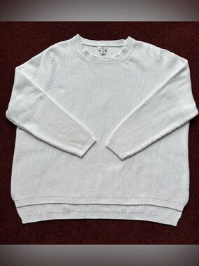 Crown & Ivy women’s white crewneck sweater 100% cotton size 3X
